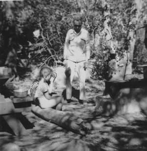 Camille and Daddy camping