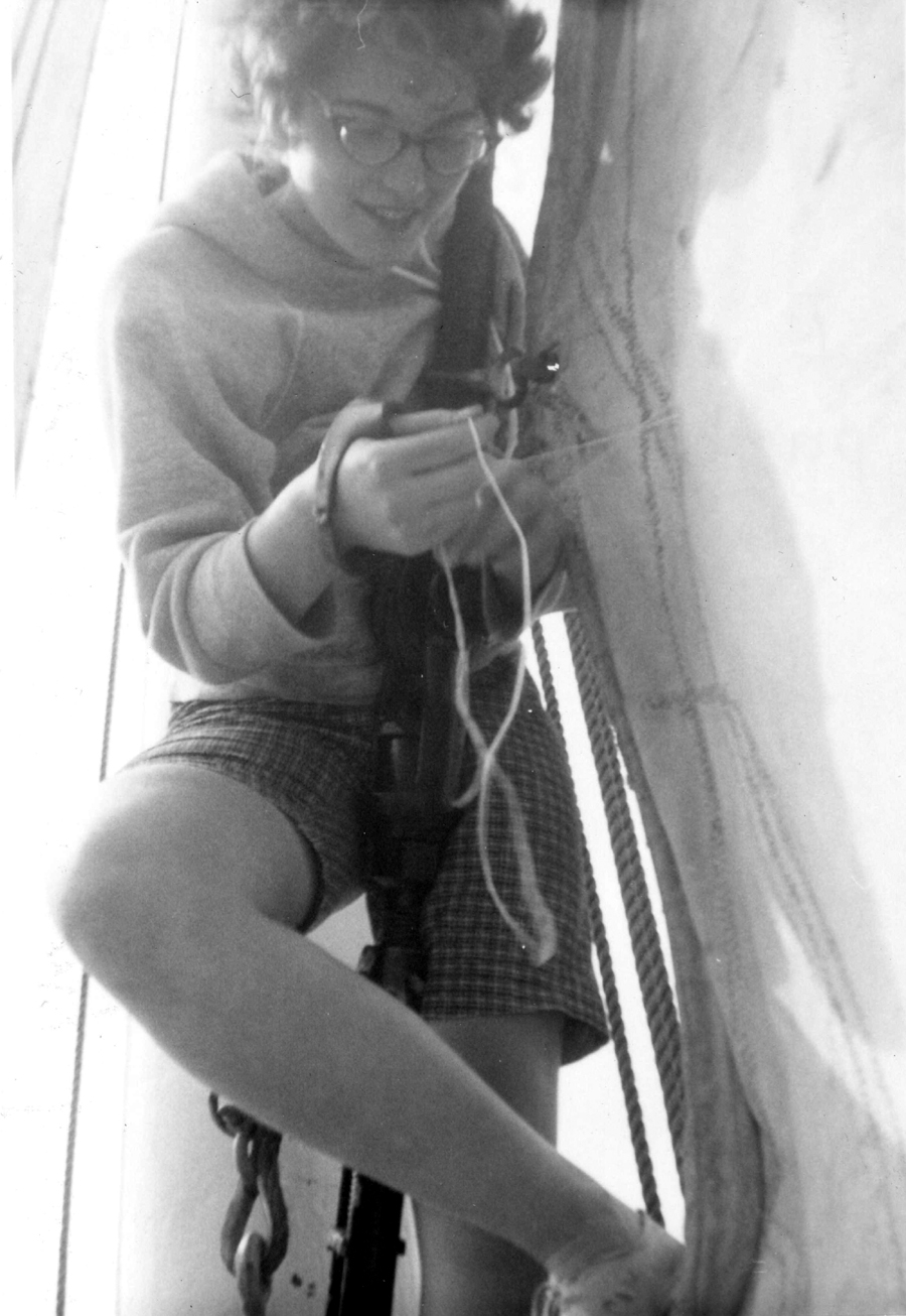 Camille working on the "Albatross"